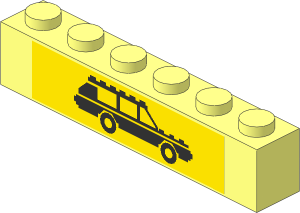 Brick  1 x  6 with Black Car Sticker