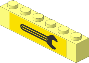 Brick  1 x  6 with Black Wrench Sticker