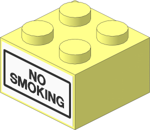 Brick  2 x  2 with "NO SMOKING" Sticker on Both Sides