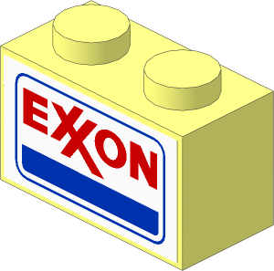 Brick  1 x  2 with Exxon Logo Sticker on Both Sides