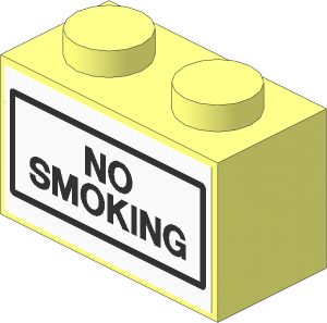 Brick  1 x  2 with "NO SMOKING" Sticker on Both Sides
