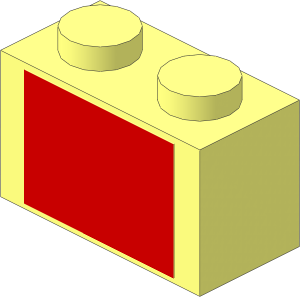 Brick  1 x  2 with Red Rectangle Sticker