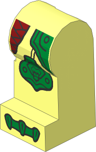 Minifig Leg Left with Dark Red Scales, Lion Knee Pad and Clawed Toe Pattern