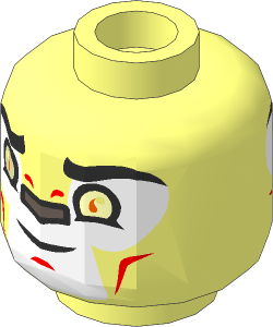 Minifig Head with Bright Light Orange Eyes, Dark Brown Nose, White Face and Closed/Open Mouth 2-Sided Pattern