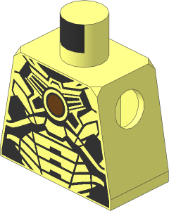 Minifig Torso with Black and Metallic Silver Panels and Medium Azure Circle Pattern