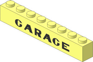 Brick  1 x  8 with Black "GARAGE" Pattern