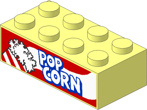 Brick  2 x  4 with Popcorn Sticker on Both Sides