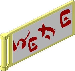 Flag  8 x  3 with Rod without Reinforced Base and Flat Sides with Red Ninjago Logogram "DOJO" on White Background Sticker on Both Sides
