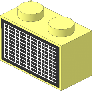 Brick  1 x  2 with White and Black Grille Sticker