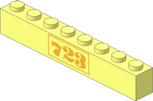 Brick  1 x  8 with Chrome Gold "723" Pattern