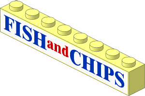 Brick  1 x  8 with "FISH and CHIPS" Sticker
