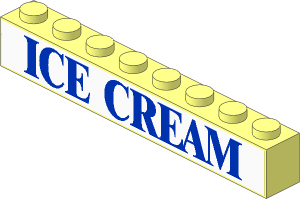 Brick  1 x  8 with "ICE CREAM" Sticker
