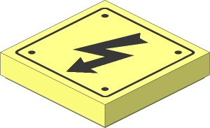 Tile  2 x  2 with Black Lightning/Electricity and Rounded Square Sign Pattern