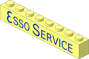 Brick  1 x  8 with Blue Long "ESSO SERVICE" Pattern