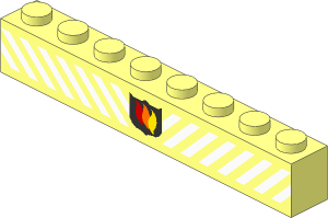 Brick  1 x  8 with Fire Logo Badge and Diag Stripes Pattern