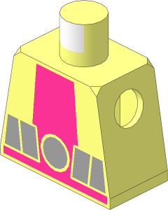 Minifig Torso with Magenta Vertical Stripe and Light Bluish Grey Belt Pattern