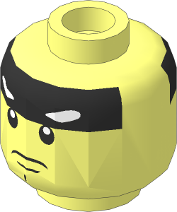 Minifig Head with Black Headband and Closed/Open Mouth 2-Sided Pattern