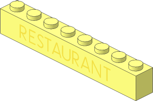Brick  1 x  8 with Violet Thin "RESTAURANT" Pattern