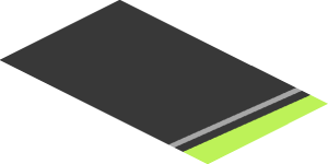 ~Sticker  1.8 x  4.0 with Black Trapezoid on Lime Background Right - Third Face
