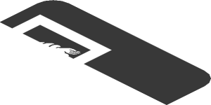 ~Sticker  0.8 x  1.9 with White Logos on Black Background Left - First Face