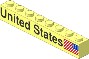 Brick  1 x  8 with "United States" and Backward US Flag Pattern