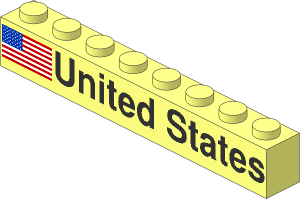 Brick  1 x  8 with "United States" and US Flag Pattern