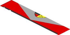 ~Sticker  1.9 x  1.8 with Logos and Grey and Red Stripes on White Background - Fourth Face