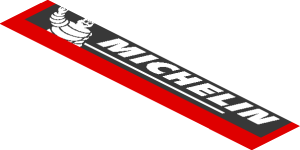 ~Sticker  1.9 x  1.8 with Logos and Grey and Red Stripes on White Background - Fifth Face