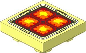 Tile  2 x  2 Inverted with Four Red, Orange and Yellow Rounded Squares Pattern