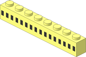 Brick  1 x  8 with 16 Black Squares Pattern