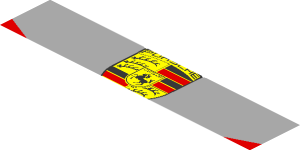 ~Sticker  1.9 x  1.8 with Logos and Grey and Red Stripes on White Background - Third Face