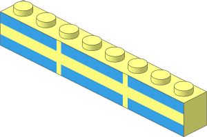 Brick  1 x  8 with 6 Light Blue Rectangles Pattern
