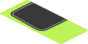Sticker  1.8 x  4.0 with Black Trapezoid on Lime Background Right