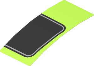Sticker  1.8 x  4.0 with Black Trapezoid on Lime Background Right (Formed)
