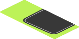 Sticker  1.8 x  4.0 with Black Trapezoid on Lime Background Left
