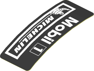 Sticker  0.8 x  1.9 with White Logos on Black Background Left (Formed)