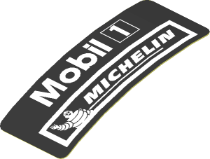 Sticker  0.8 x  1.9 with White Logos on Black Background Right (Formed)