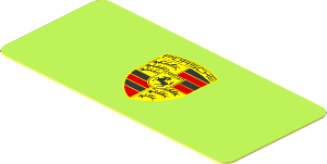 Sticker  0.8 x  1.8 with Porsche Badge on Lime Background