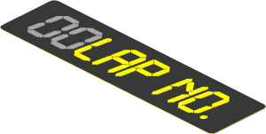 Sticker  1.0 x  3.8 with Yellow "Lap  No." on Black Background