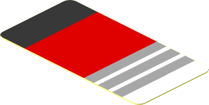 Sticker  0.9 x  1.8 with Black, 3 Grey and Red Stripes on White Bakground Right
