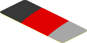 Sticker  0.8 x  1.9 with Black, Grey and Red Stripes on White Background Right