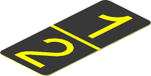 Sticker  0.8 x  1.8 with Yellow 1 2 on Black Background