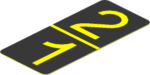 Sticker  0.8 x  1.8 with Yellow 2 1 on Black Background
