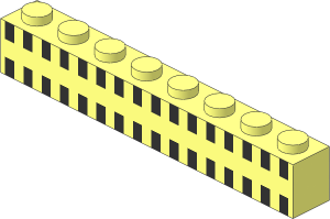 Brick  1 x  8 with 32 Black Squares Pattern