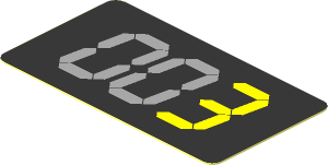 Sticker  1.0 x  1.8 with Yellow Digital "3" on Black Background