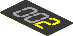 Sticker  1.0 x  1.8 with Yellow Digital "2" on Black Background
