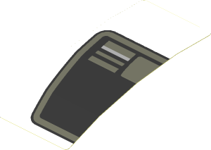 Sticker  1.8 x  4.0 with Black Trapezoid on White Background Left (Formed)
