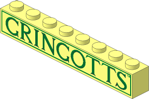 Brick  1 x  8 with "GRINGOTTS" Pattern