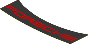 Sticker  1.2 x  3.9 with Red "PORSCHE" on Black Background
