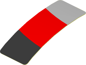 Sticker  0.8 x  1.9 with Black, Grey and Red Stripes on White Background Left (Formed)